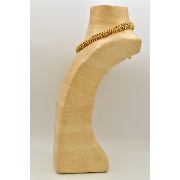 Givenchy Vintage Chunky Collar Necklace Brushed Gold Linked Chain Signed Bin1 - Picture 11 of 12